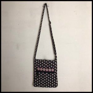 Vera Bradley Fall Classic 2006 Black Print Medium 9" x 11" Crossbody Bag
